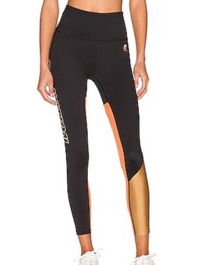 P.E Nation Comeback High Rise Legging Size S Black Orange Panels 7/8 Length Logo